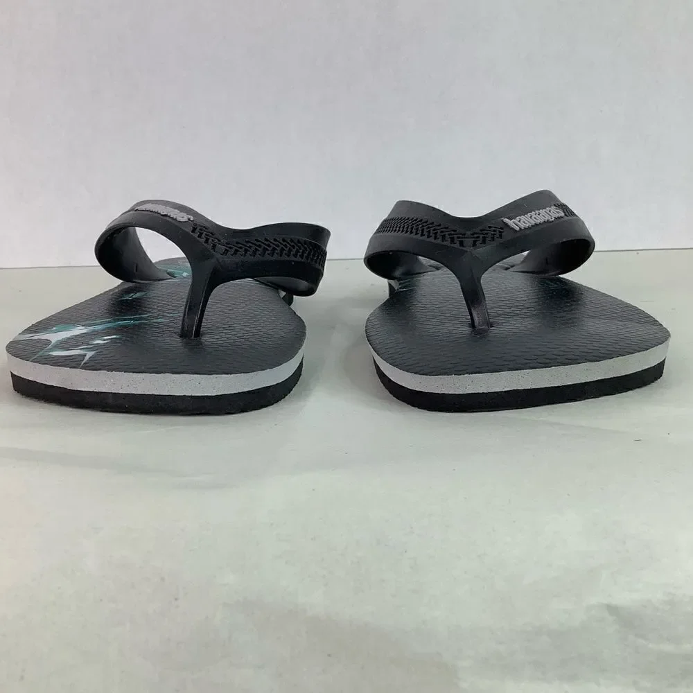 NWOT! Havaianas Batman Flip Flops Black Teal Boys Water Sandals Sz 2Y/EUR 33/34